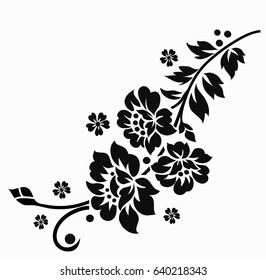 Flower Motif Sketch Design Stock Vector (Royalty Free) 640218343