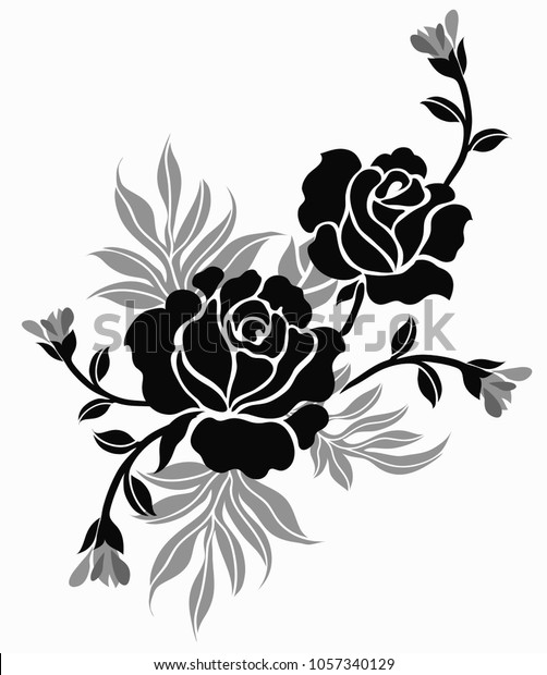 Flower Motif Sketch Design Stock Vector (Royalty Free) 1057340129