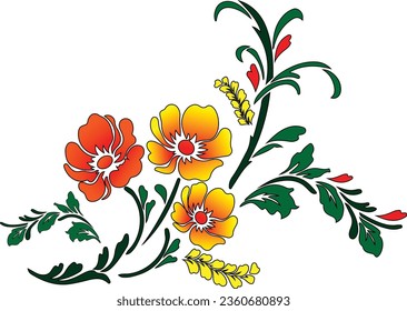 Flower motif sketch.Beautiful flower.colorful flower vector.trying to give a jungle flower vibe