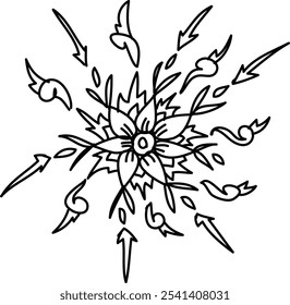 Flower motif type 4 icon hand-drawn not symmetrical
