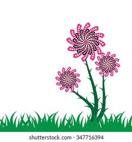 flower motifs with heart shape on white background