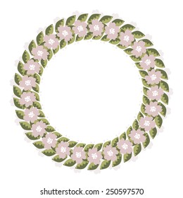 Flower motive. Pink. The circular decorative frame.