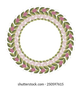 Flower motive. Pink. The circular decorative frame.