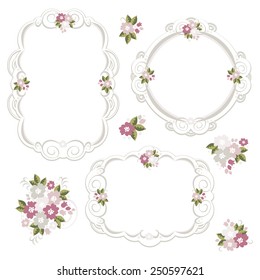 Flower motive. Pink. Frames in vintage style.