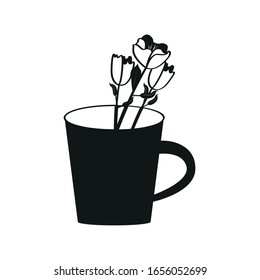 Flower in a mug. Valentines day - Vector illustration
