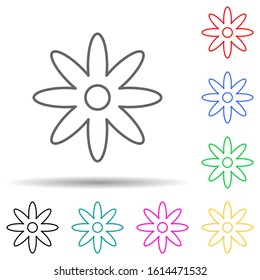 flower multi color style icon. Simple thin line, outline vector of leaves and flowers icons for ui and ux, website or mobile application