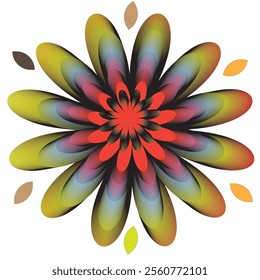 a flower with multi colors with white background