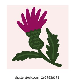 Flower in naive style, hand drawn illustration. Retro style careless element
