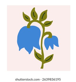 Flower in naive style, hand drawn illustration. Retro style careless element