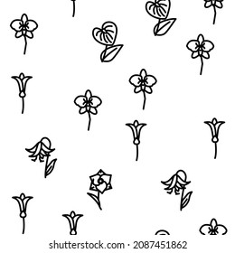 Flower Natural Aromatic Plant Vector Seamless Pattern Thin Line Illustration