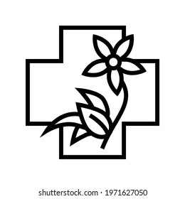 flower natural homeopathy medicine line icon vector. flower natural homeopathy medicine sign. isolated contour symbol black illustration