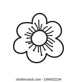 flower nature decoration ornament icon on white background vector illustration thick line