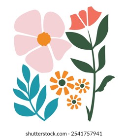  flower and nature design elements. Flat hand drawn vector collection