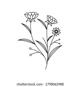 Flower nature line logo icon vector template.
