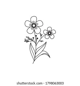 Flower nature line logo icon vector template.