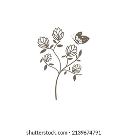 ilustración de línea de logotipo de naturaleza floral plantilla de diseño abstracto vector