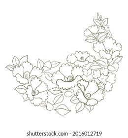 vista de la naturaleza flor dibujo vectorial ilustración de la línea oriental japonesa chinesa carta de arte