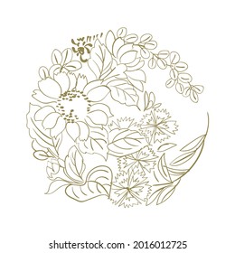 flower nature view vector sketch illustration japanese chinese oriental line art card