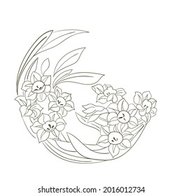 vista de la naturaleza flor dibujo vectorial ilustración de la línea oriental japonesa chinesa carta de arte