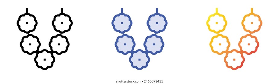 flower necklace icon. Linear, Blue Fill and Gradient Style Design Isolated On White Background