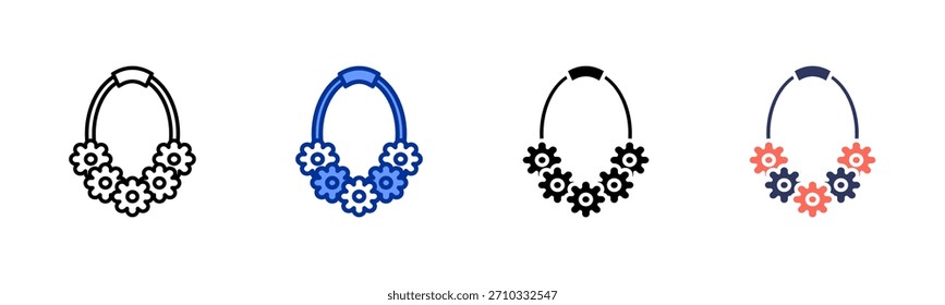 Conjunto de iconos de collar de flores colección de estilo múltiple