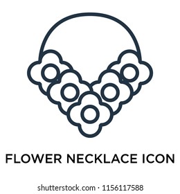 Flower necklace icon vector isolated on white background, Flower necklace transparent sign , thin pictogram or outline symbol design in linear style