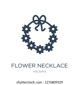 flower necklace icon vector on white background, flower necklace trendy filled icons from Holidays collection, flower necklace vector illustration