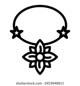 Flower Necklace Vector Line Icon Design