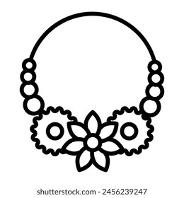 Flower necklace Vector Line Icon Design