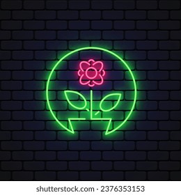 Flower neon in vintage style on light background. Vector illustration