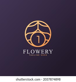 Elemento de plantilla de diseño del logotipo número 1 de flor. Vector Eps10