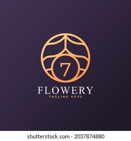Flower Number 7 Logo Design Template Element. Eps10 Vector
