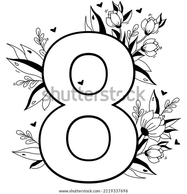 Flower Number Decorative Floral Pattern Numbers Stock Vector (Royalty ...