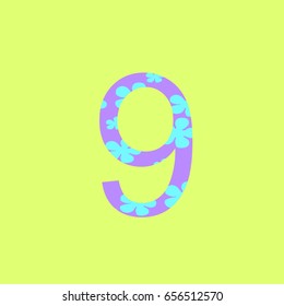 Flower number nine. Floral element.Green background