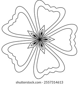 A flower with numerous petals adorned with intricate lines and patterns. The petals are symmetrically arranged, creating a visually appealing design.