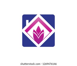 Flower observation building logo vector illustration
