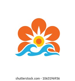Flower Ocean Logo Icon Design