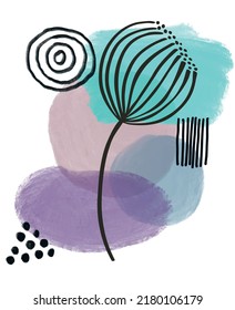 Flower on abstract colored background. Vector illustration