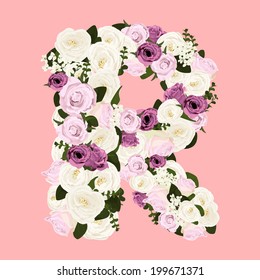 Flower on alphabet style set.