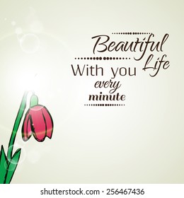 Flower on a beige background with rays
