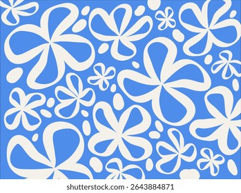 flower on blue background. cool summer pattern