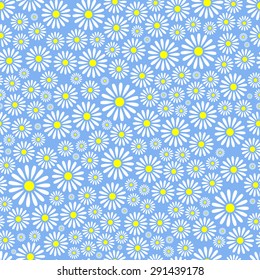 Flower on blue seamless pattern background