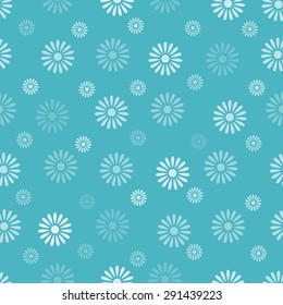 Flower on blue seamless pattern background
