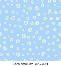 Flower on blue seamless pattern background