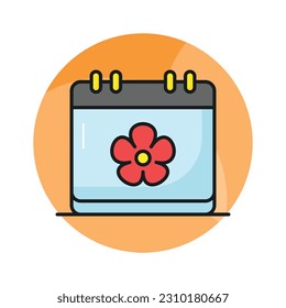 Flor en el calendario que denota el vector de concepto del calendario de primavera en estilo modificable