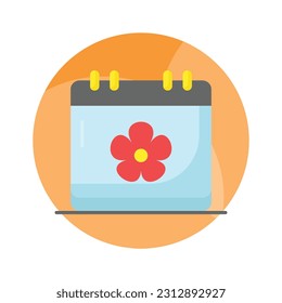 Flor en el calendario que denota el vector de concepto del calendario de primavera en estilo modificable