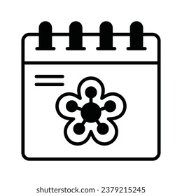 Flower on calendar denoting concept vector of spring calendar in editable style