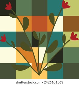 flower on on colorful mosaic pattern background useful for wallpaper on your business