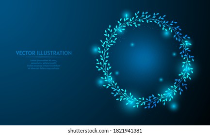 flower on a dark blue background of the space with shining stars. The flower stock illustration