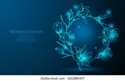 flower on a dark blue background of the space with shining stars. The flower stock illustration